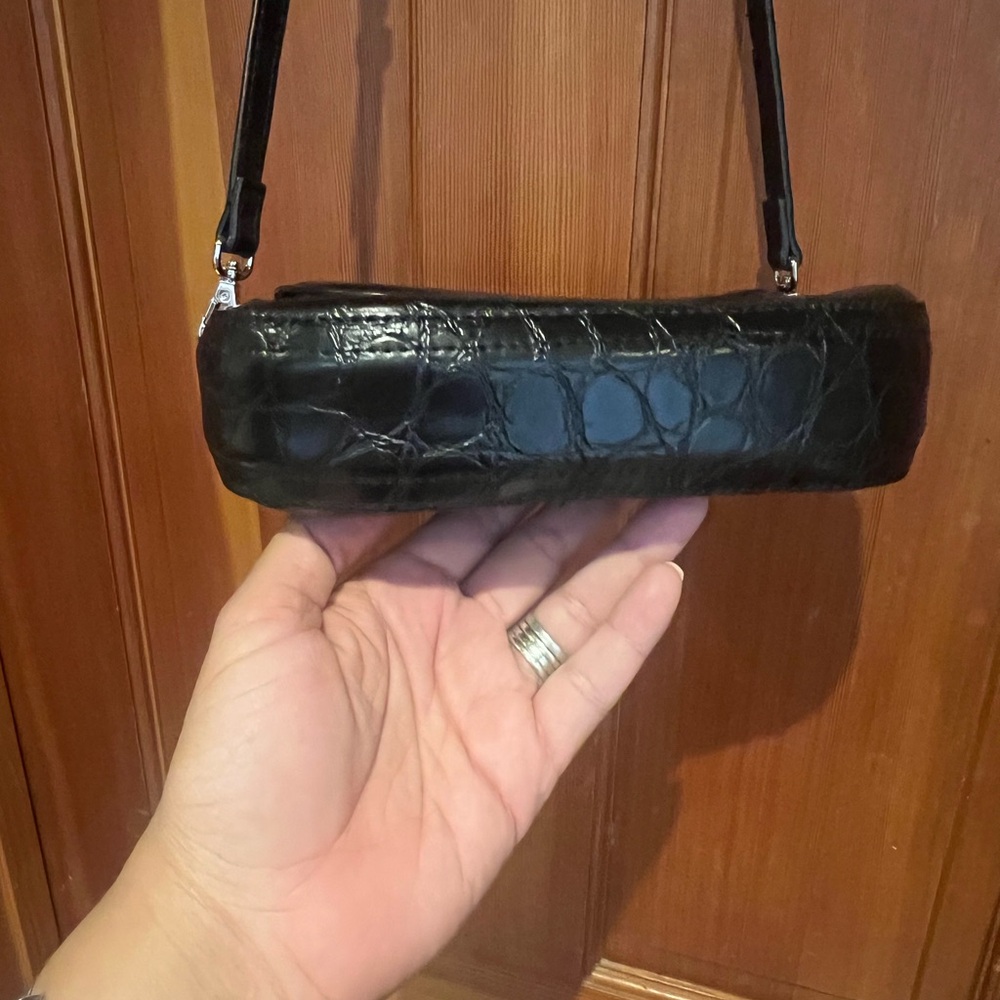 Zara Elegant Black Croc-Embossed crossbody bag satchel purse - Picture 10 of 14